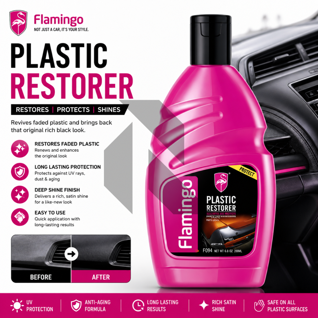 Flamingo Plastic Restorer 300ML – Trim & Plastic Restorer for Exterior Black Plastic & Rubber