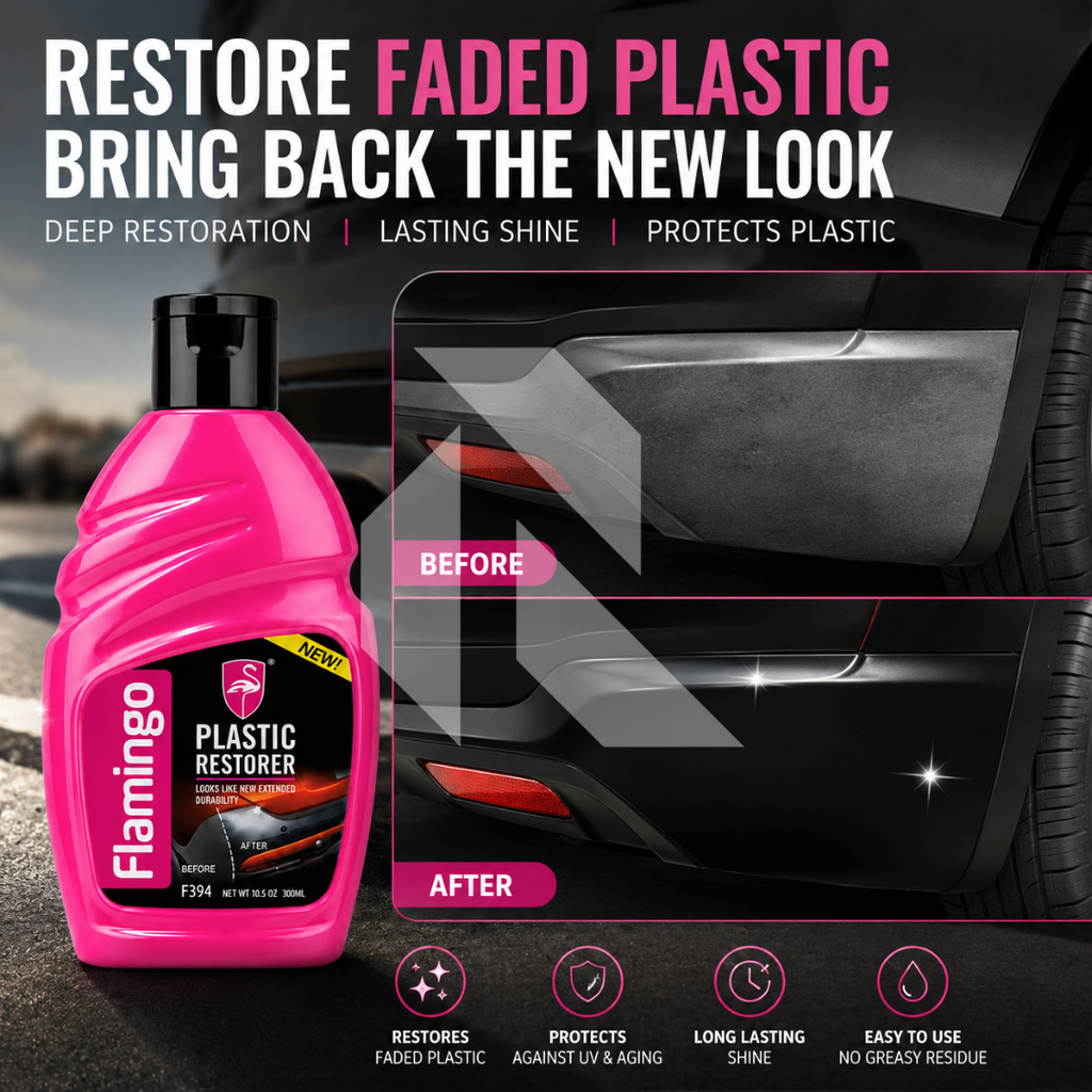 Flamingo Plastic Restorer 300ML – Trim & Plastic Restorer for Exterior Black Plastic & Rubber