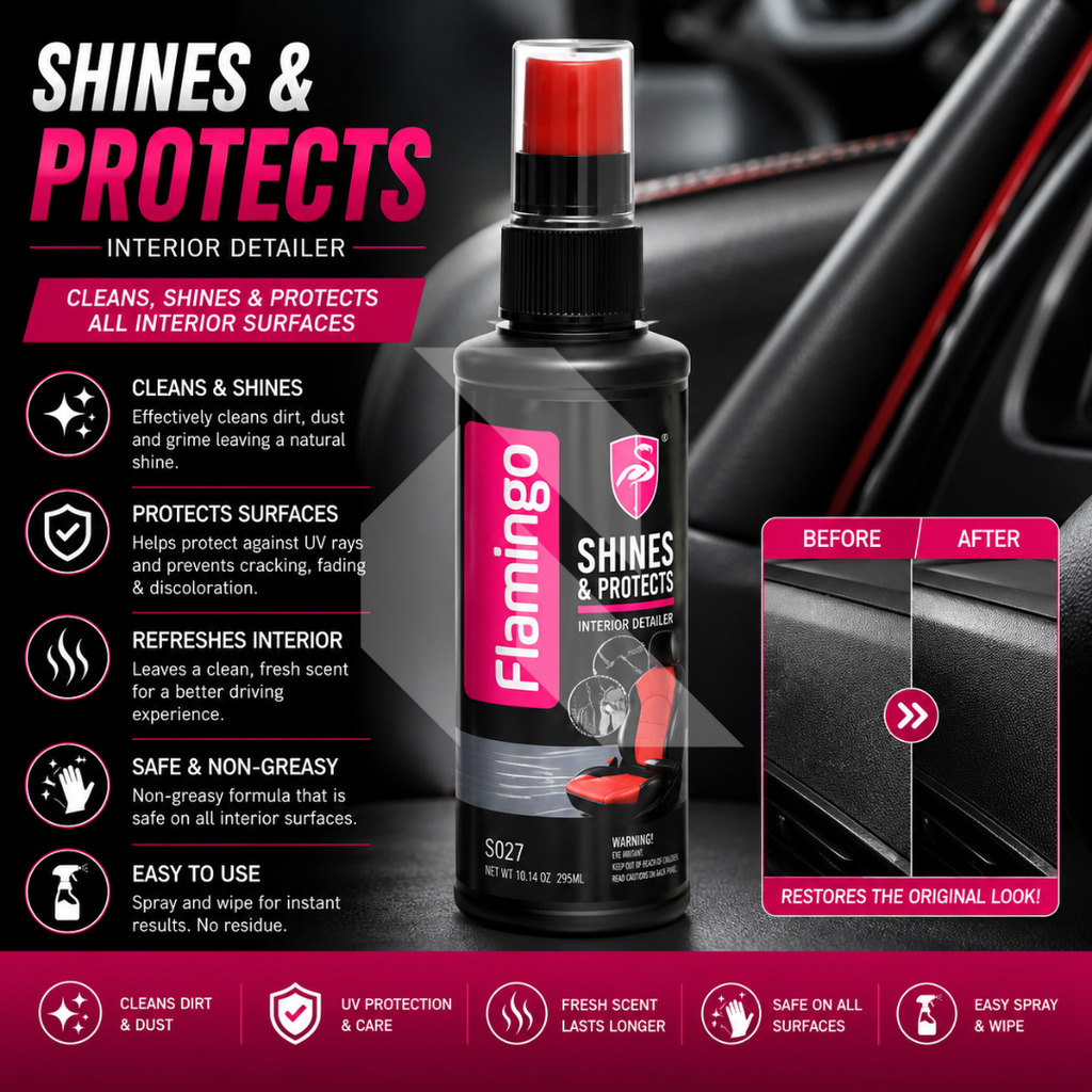 Flamingo Shine & Protectant Spray 118ml – Interior Plastic, Vinyl & Rubber Polish
