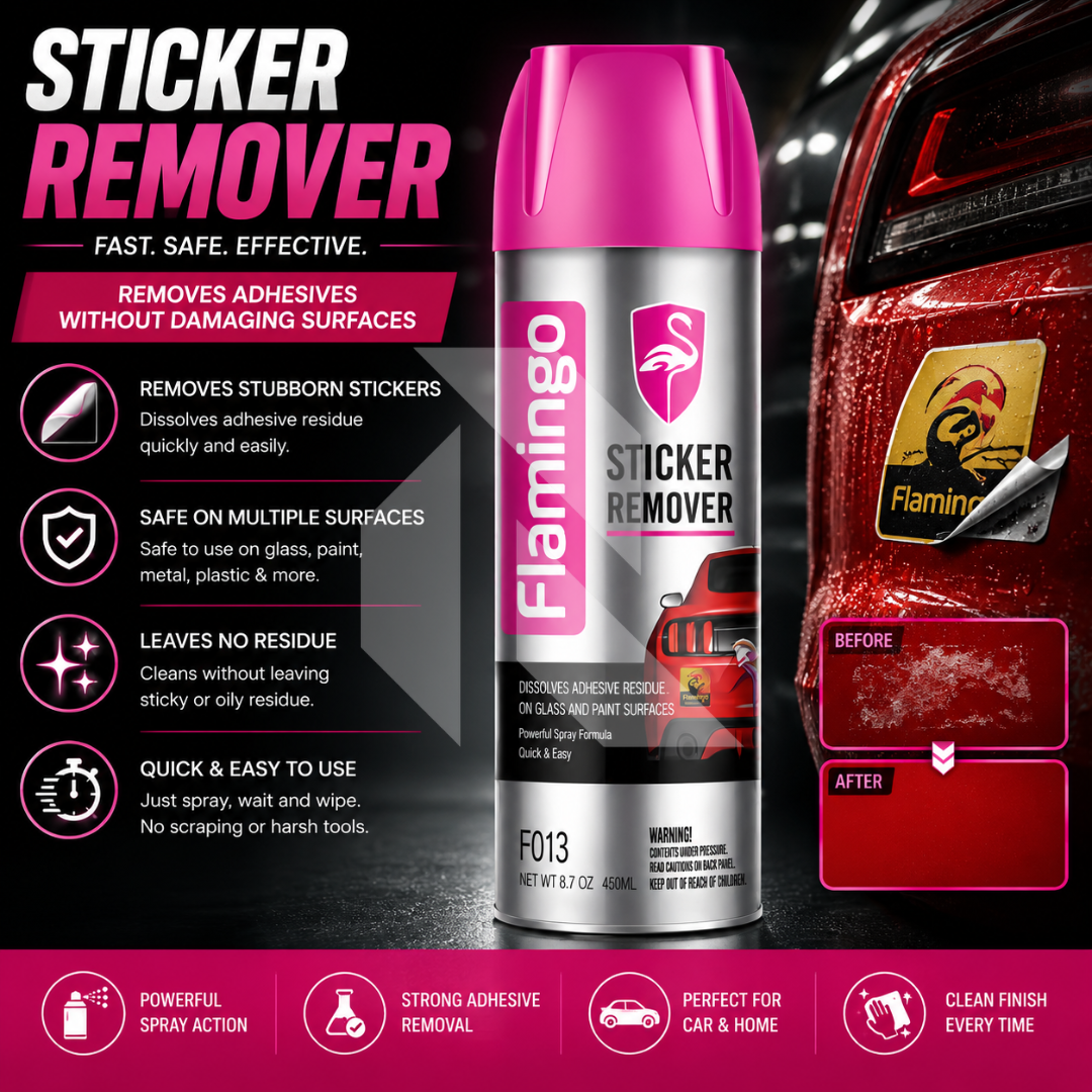 Flamingo Sticker Remover 450ml – Adhesive, Glue & Label Residue Remover Spray for Cars