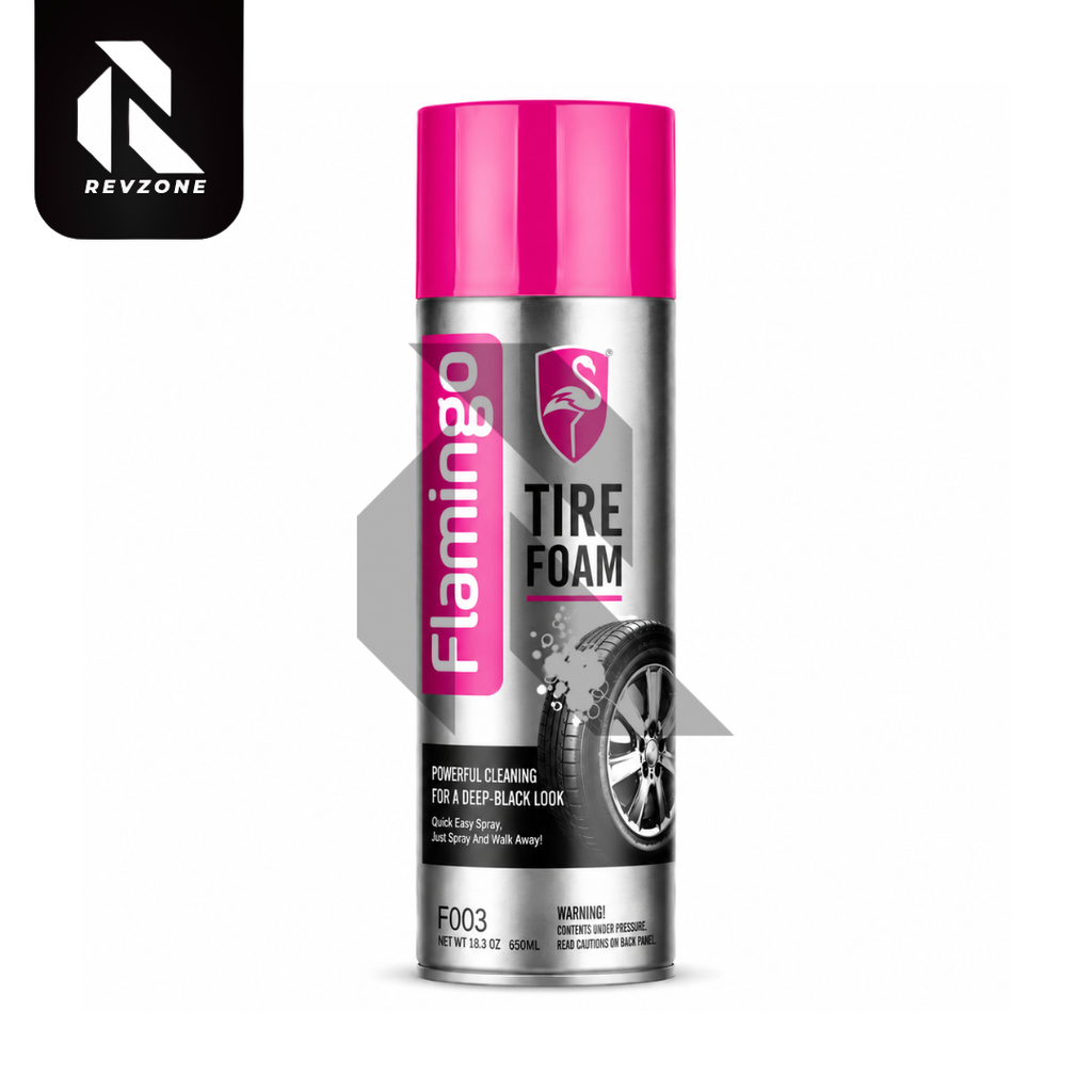 Flamingo Tire Foam 650ml – Instant Tire Shine & Cleaning Foam for Deep Black Finish