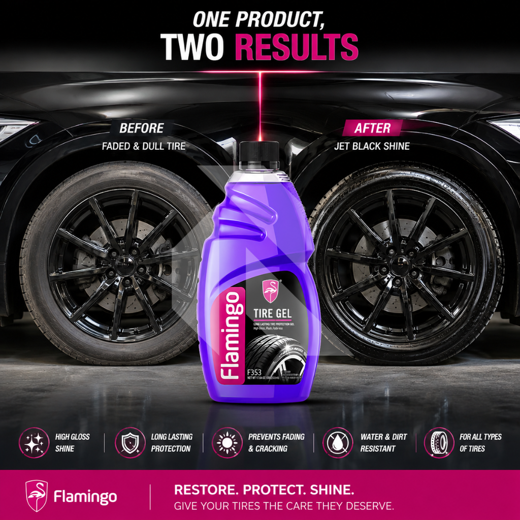 Flamingo Tire Gel 500ml – Long Lasting Tire Shine & Rubber Protectant