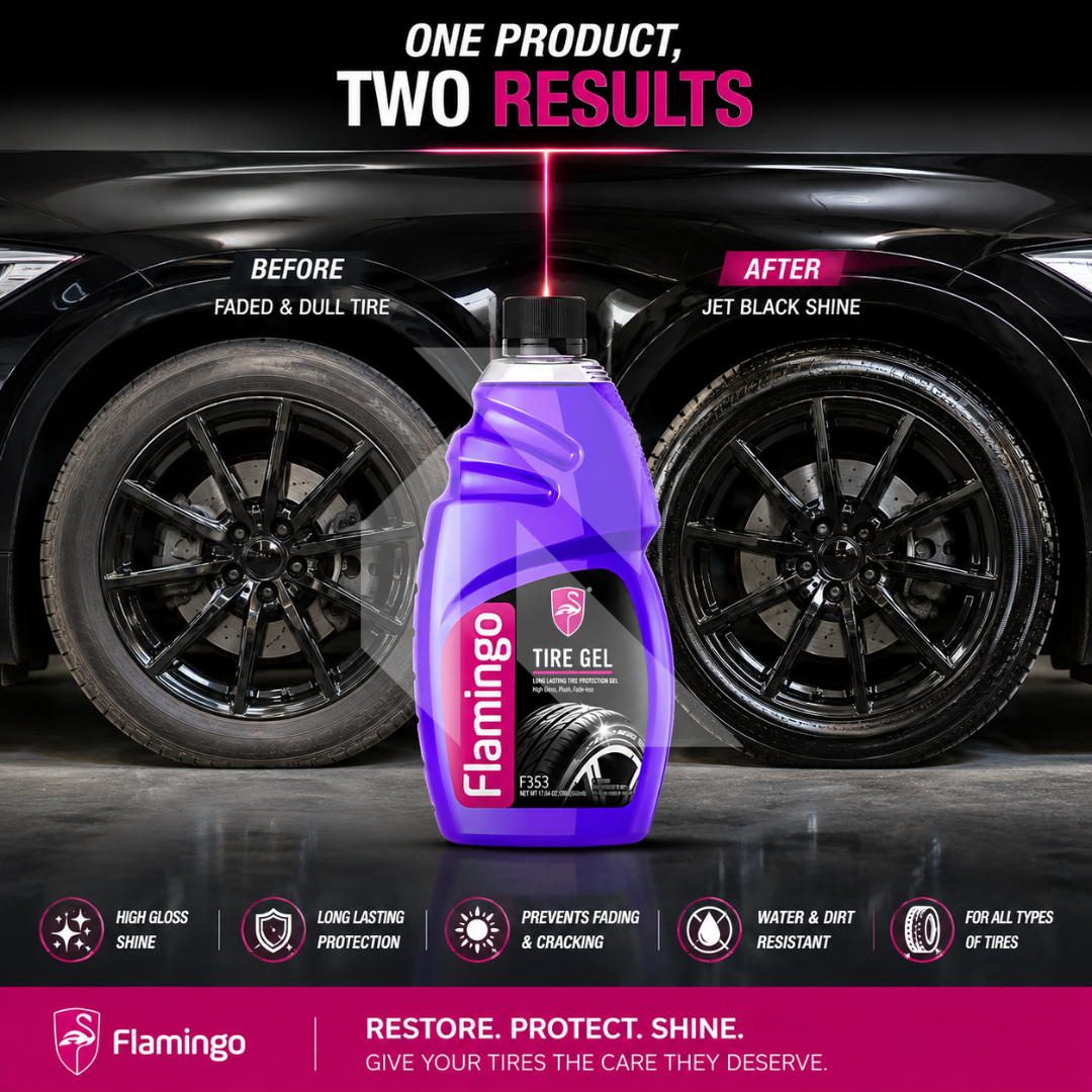 Flamingo Tire Gel 500ml – Long Lasting Tire Shine & Rubber Protectant