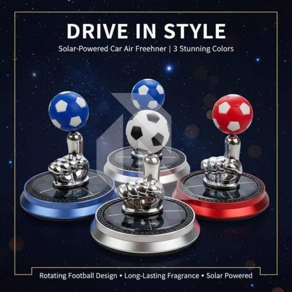Solar Powered Rotating Football Car Dashboard Air Freshener – 360° Fragrance Diffuser