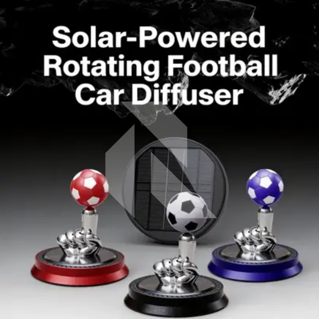Solar Powered Rotating Football Car Dashboard Air Freshener – 360° Fragrance Diffuser