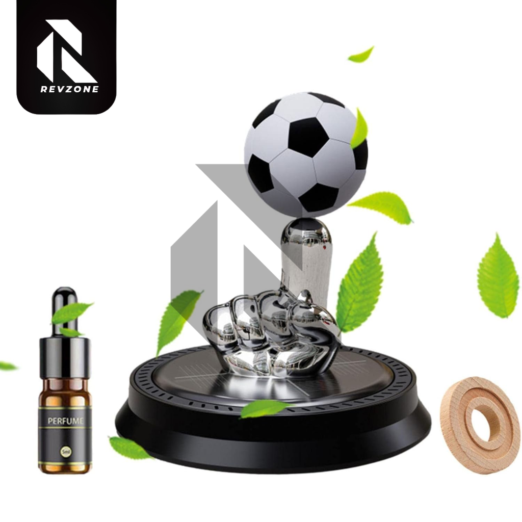 Solar Powered Rotating Football Car Dashboard Air Freshener – 360° Fragrance Diffuser
