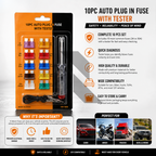 10PCS Automotive Blade Fuse Kit with Circuit Tester – Car Mini Plug-In Fuse Assortment Set