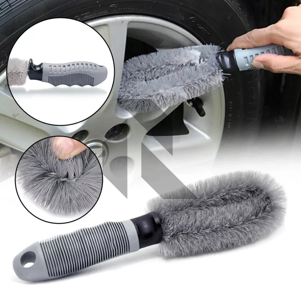 Auto Hub Car Alloy Wheels, Tires & Rims Cleaning Brush (Gray)