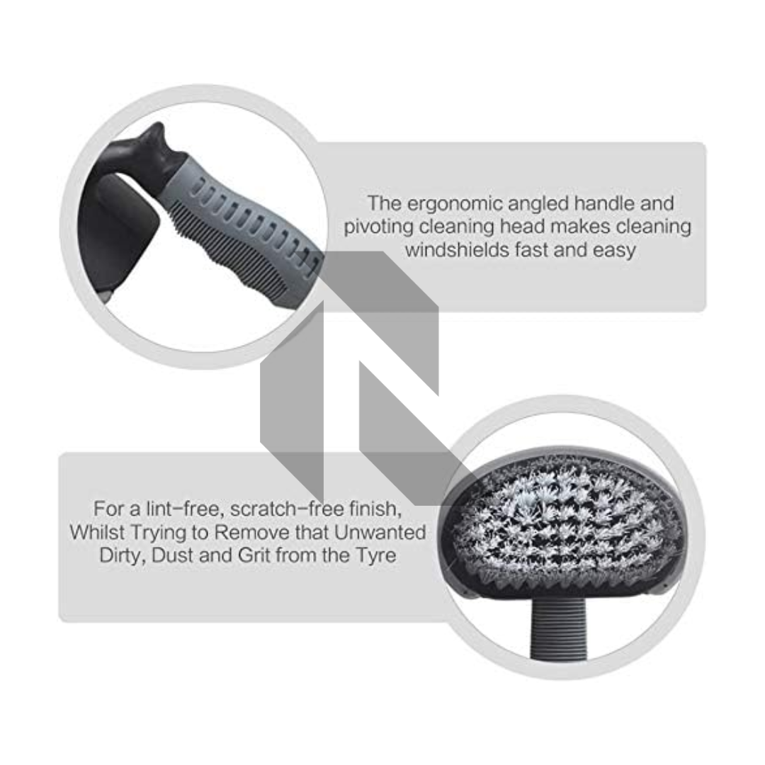Tyre Cleaning Brush for Car – Long Bristles & Anti-Slip Handle (Gray)