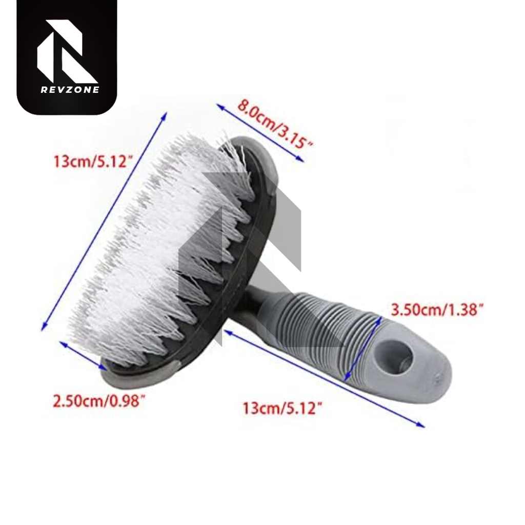 Tyre Cleaning Brush for Car – Long Bristles & Anti-Slip Handle (Gray)