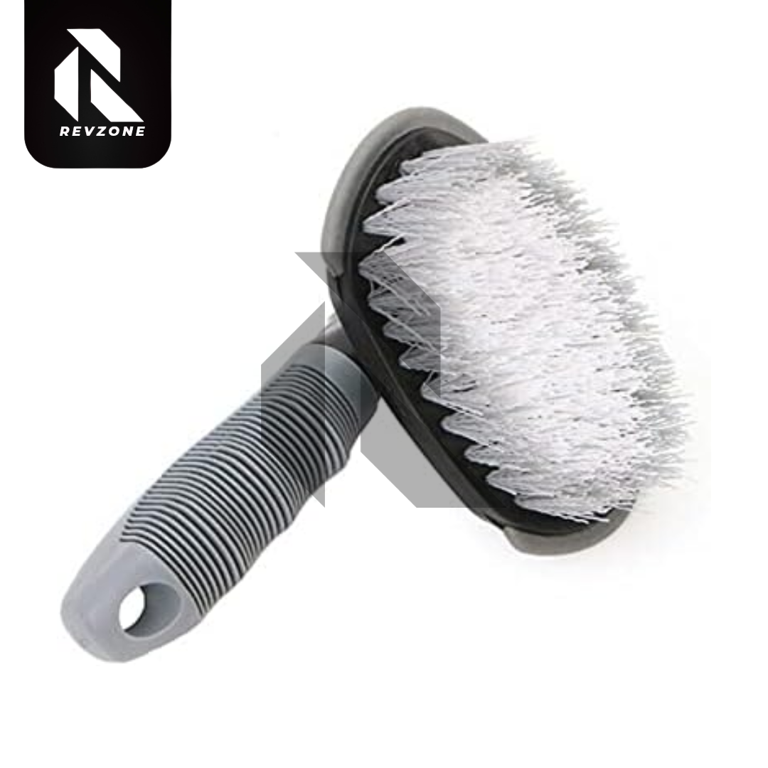 Tyre Cleaning Brush for Car – Long Bristles & Anti-Slip Handle (Gray)