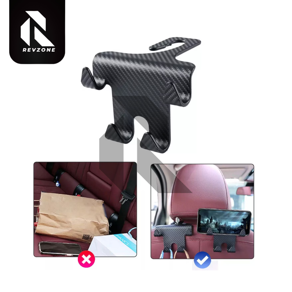 Universal Car Seat Back Hook Headrest Hanger – Bag, Purse & Clothes Holder Clip