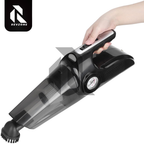 Portable 4-in-1 Car Vacuum Cleaner with Air Compressor, LED Light & Tire Pressure Gauge – DC 12V Powered