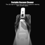 Portable 4-in-1 Car Vacuum Cleaner with Air Compressor, LED Light & Tire Pressure Gauge – DC 12V Powered