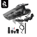 Portable 4-in-1 Car Vacuum Cleaner with Air Compressor, LED Light & Tire Pressure Gauge – DC 12V Powered
