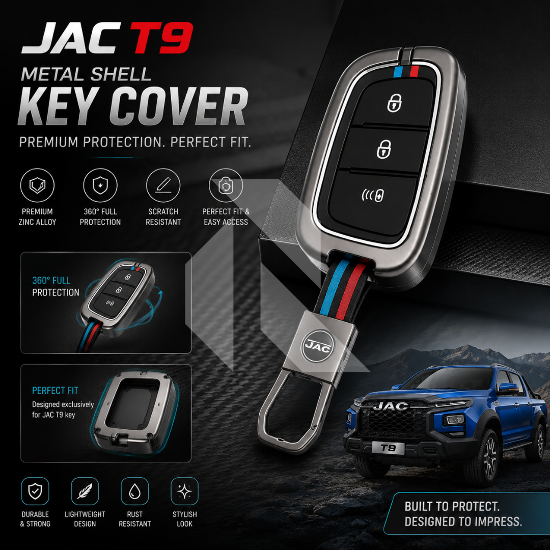 JAC T9 Hunter Metal Key Cover Premium Protective Case – Zinc Alloy Smart Key Protection Shell