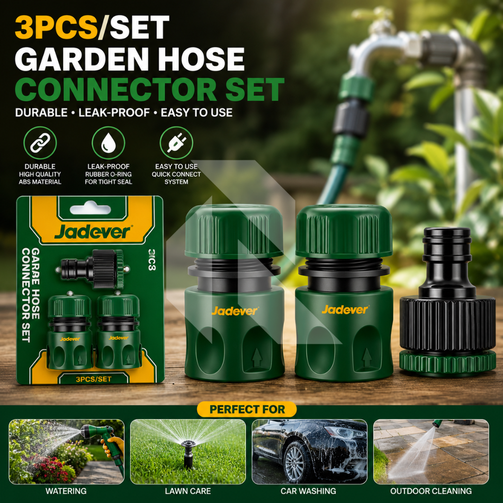 Jadever 3Pcs Fast Quick Hose Connector 1/2" ABS Plastic