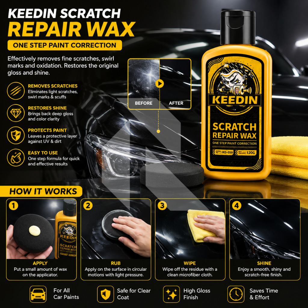 Keedin Scratch Repair Wax 120G – One Step Paint Correction Wax for Car Scratch & Swirl Mark Removal