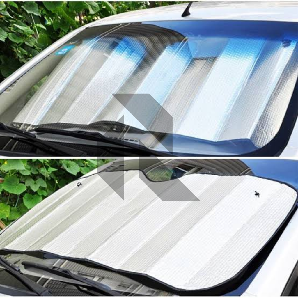 Car Windscreen Sun Shade Aluminium Foil – Universal Foldable Front Windshield Sunshade