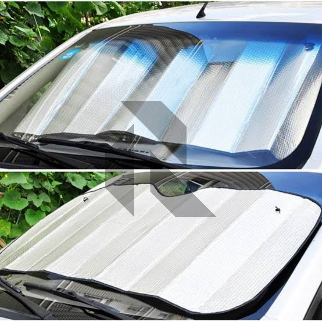 Car Windscreen Sun Shade Aluminium Foil – Universal Foldable Front Windshield Sunshade