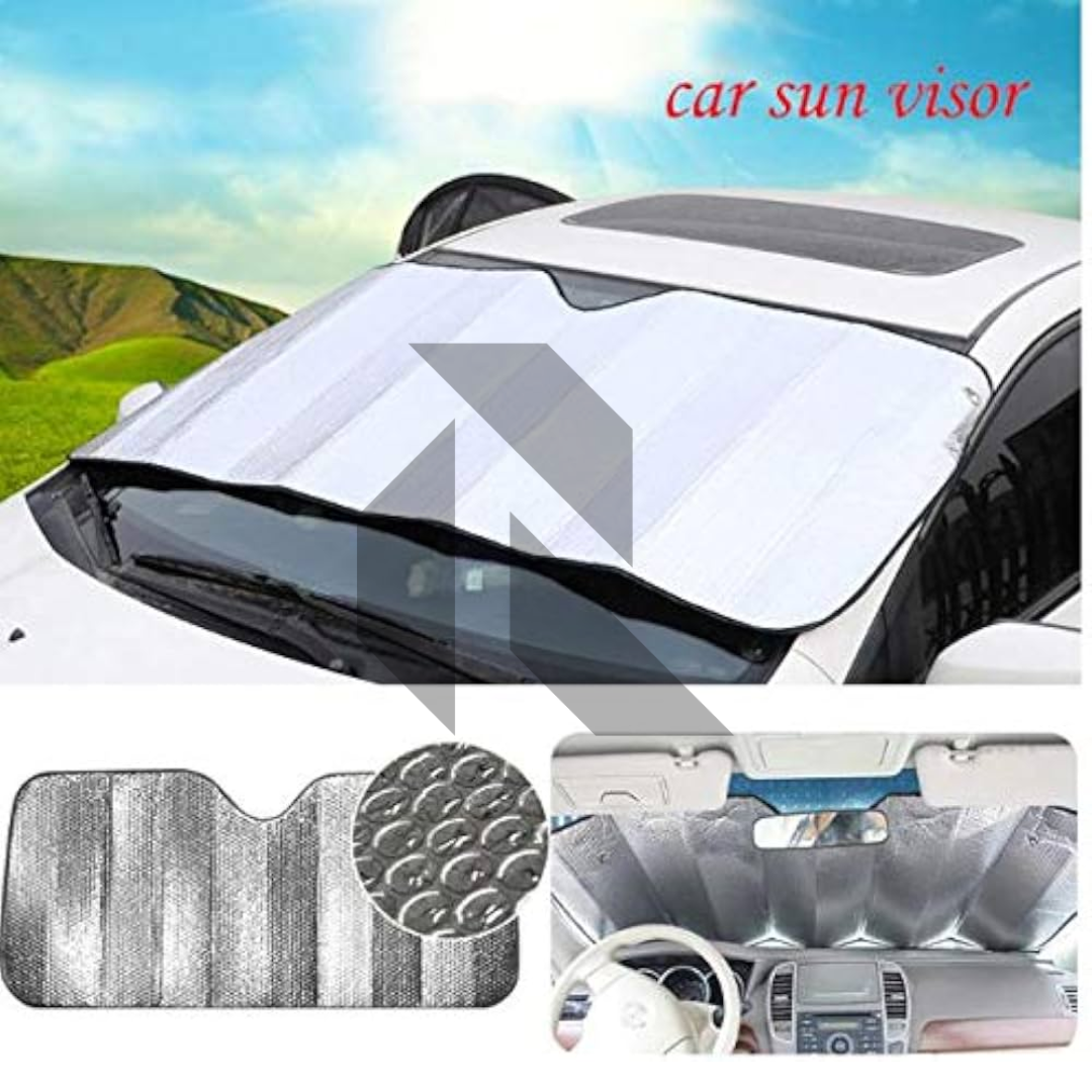 Car Windscreen Sun Shade Aluminium Foil – Universal Foldable Front Windshield Sunshade