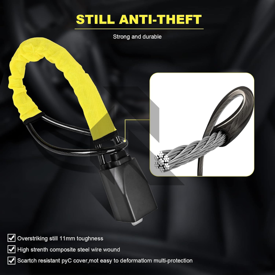 Portable Car Steering Wheel Lock with Seat Belt Buckle – Sturdy Anti-Theft Security Lock