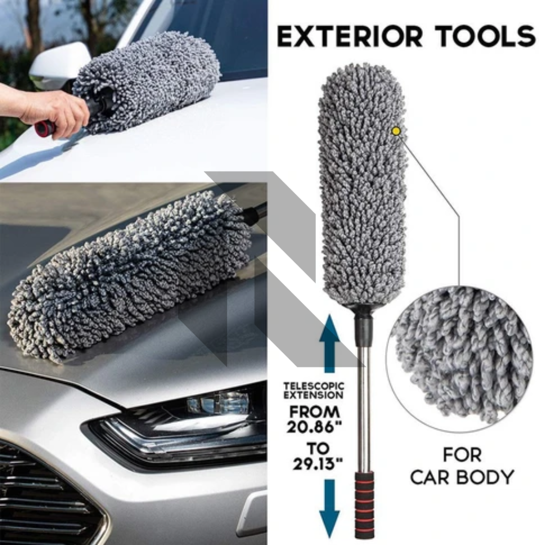 360° Microfiber Car Retractable Handle Duster – Extendable Soft Chenille Cleaning Brush