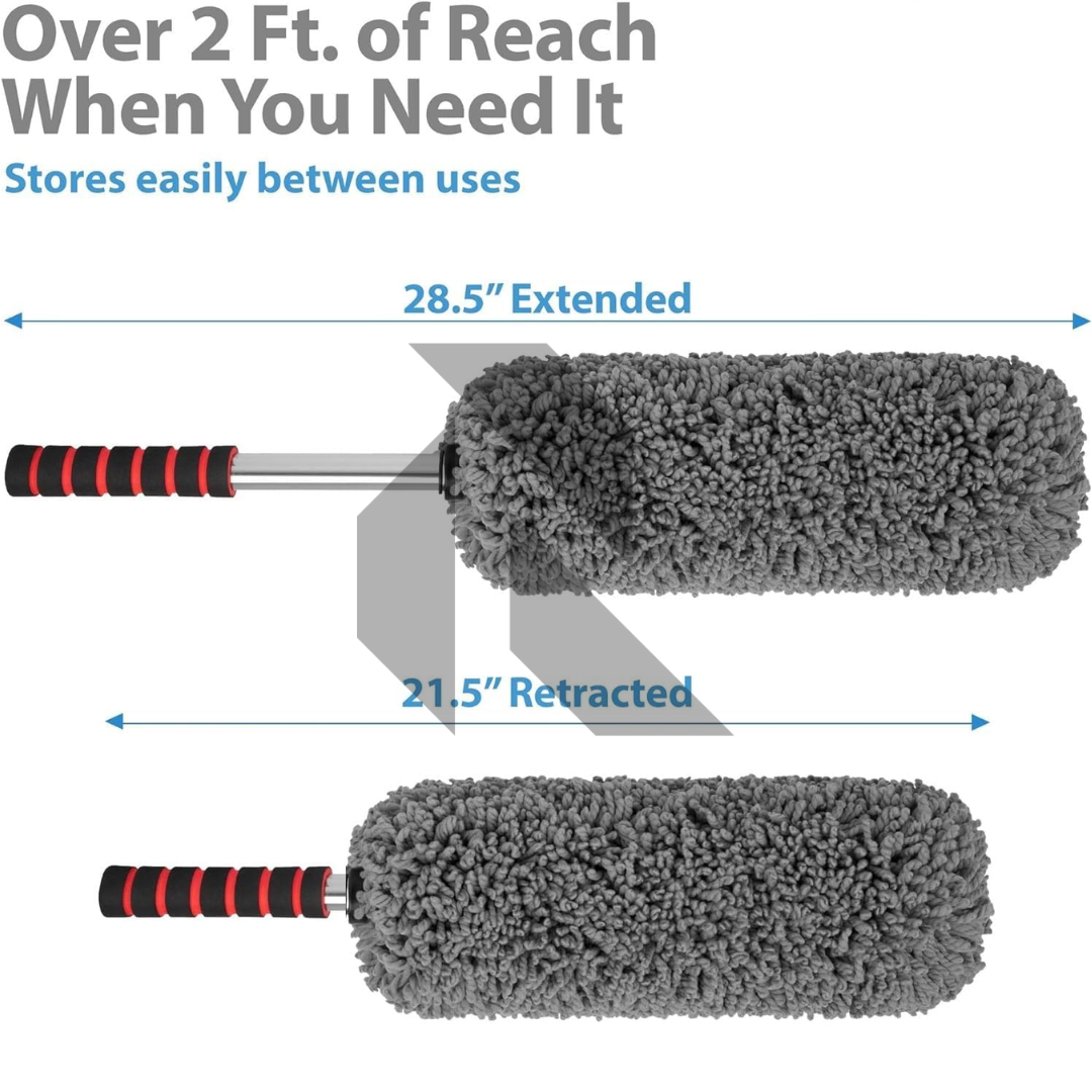 360° Microfiber Car Retractable Handle Duster – Extendable Soft Chenille Cleaning Brush