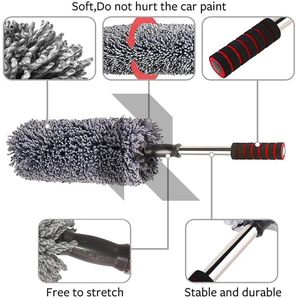 360° Microfiber Car Retractable Handle Duster – Extendable Soft Chenille Cleaning Brush