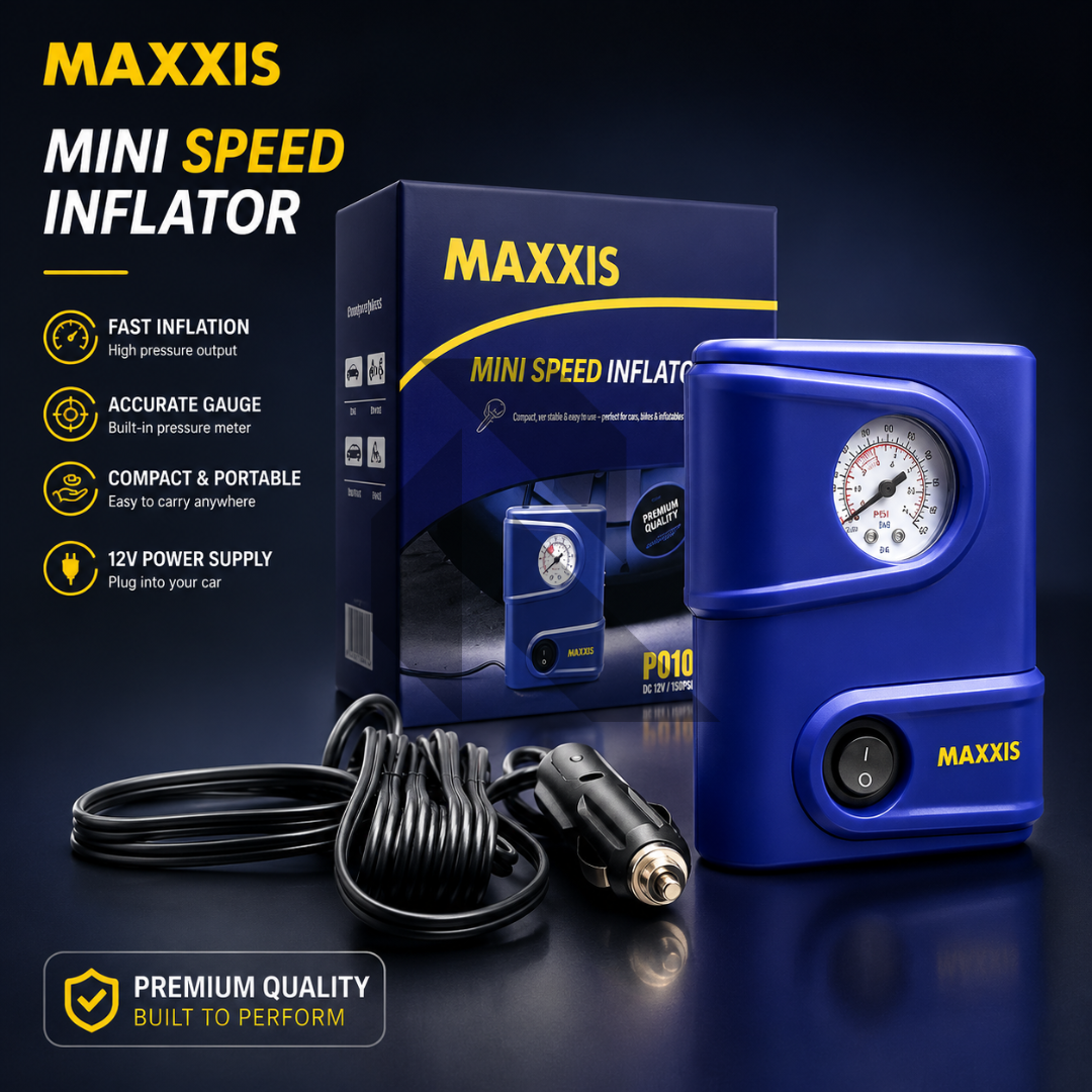 MAXXIS Mini Speed Inflator P010 12V Portable Air Compressor for Car, Bike & Bicycle Tires