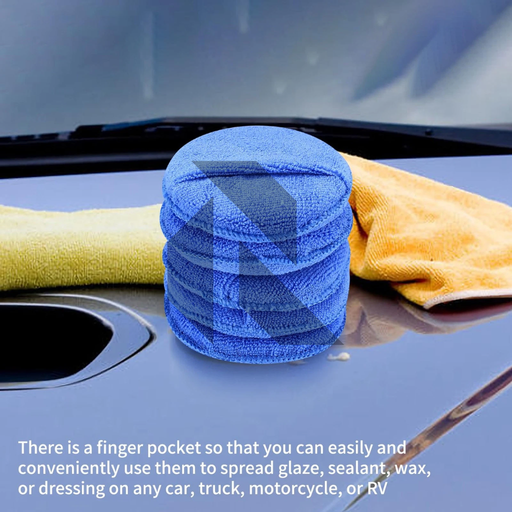 Soft Microfiber Wax Applicator Pad with Finger Pocket – Premium Car Polish & Wax Applicator