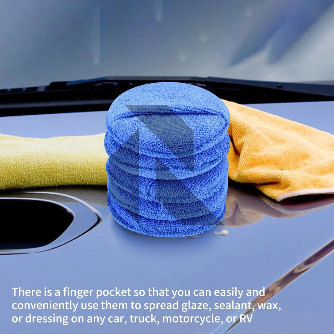 Soft Microfiber Wax Applicator Pad with Finger Pocket – Premium Car Polish & Wax Applicator