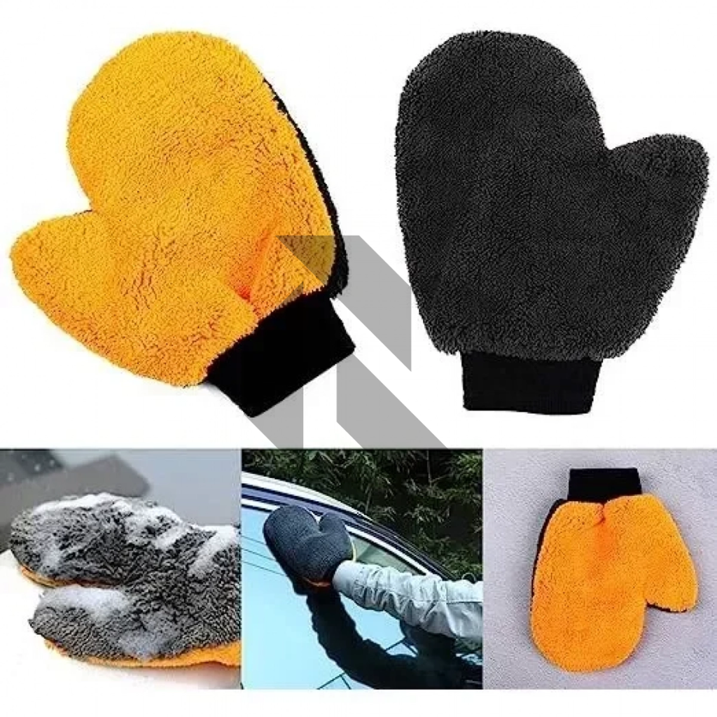Soft Coral Fleece Double-Sided Car Washing Gloves – Ultra Soft Scratch-Free Wash Mitt