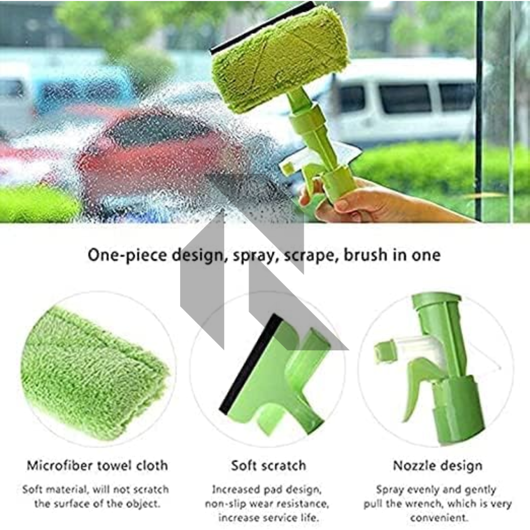 Spray Window Cleaning Tool with Built-in Water Sprayer & Microfiber Squeegee