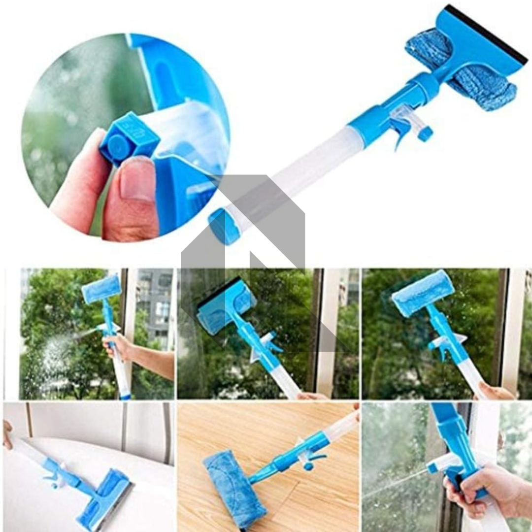 Spray Window Cleaning Tool with Built-in Water Sprayer & Microfiber Squeegee