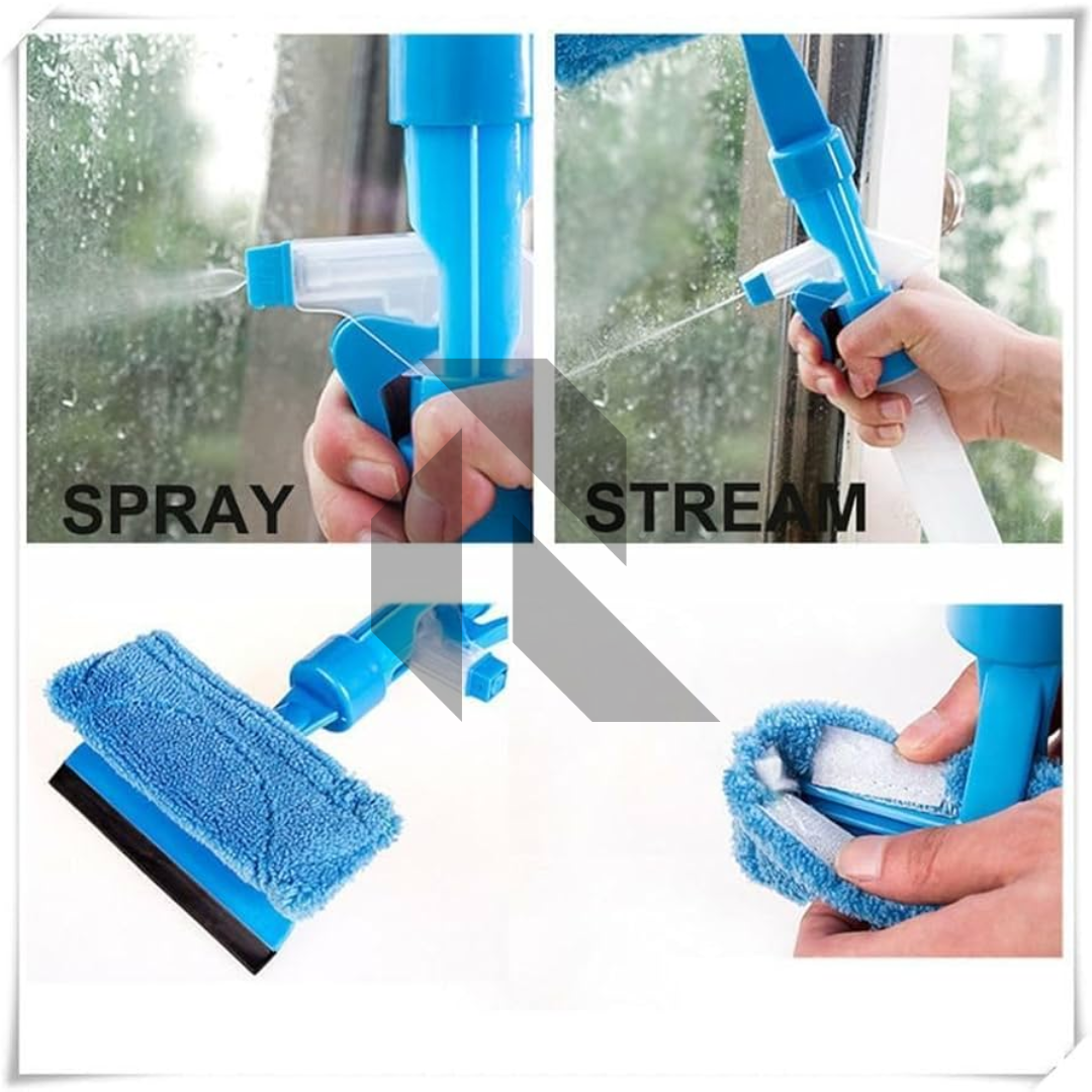 Spray Window Cleaning Tool with Built-in Water Sprayer & Microfiber Squeegee