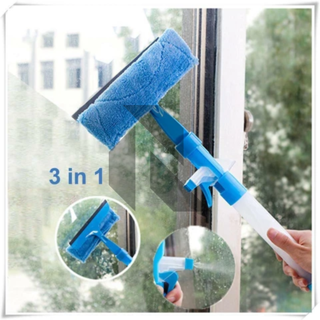 Spray Window Cleaning Tool with Built-in Water Sprayer & Microfiber Squeegee