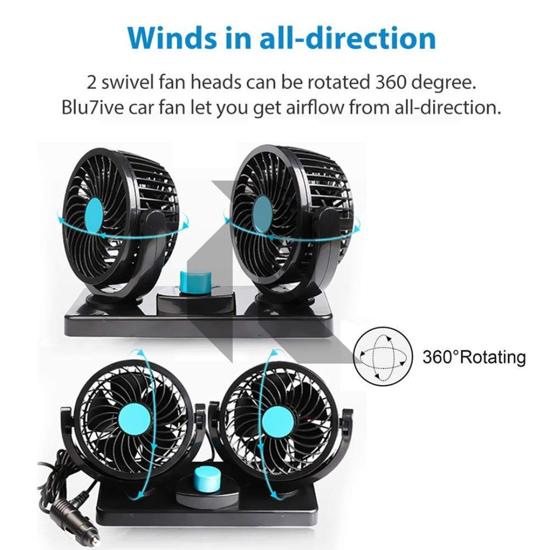 Mitchell Mars-304 Dual Head Car Cooling Fan – 12V Double Head Dashboard Fan