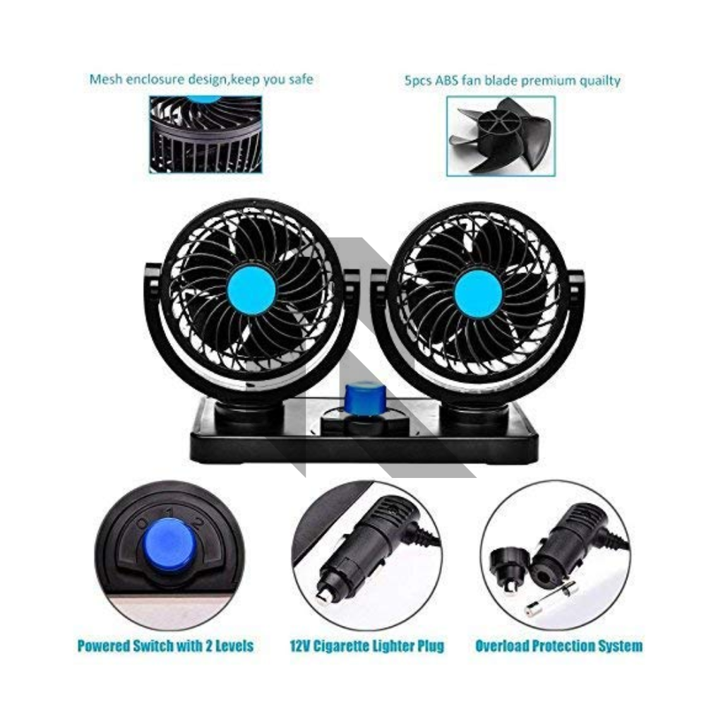 Mitchell Mars-304 Dual Head Car Cooling Fan – 12V Double Head Dashboard Fan