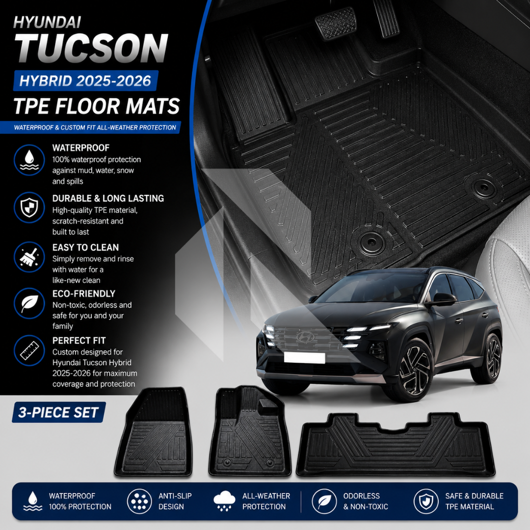 Hyundai Tucson Hybrid 2025-2026 TPE Floor Mats – Waterproof & Custom Fit All-Weather Car Mats