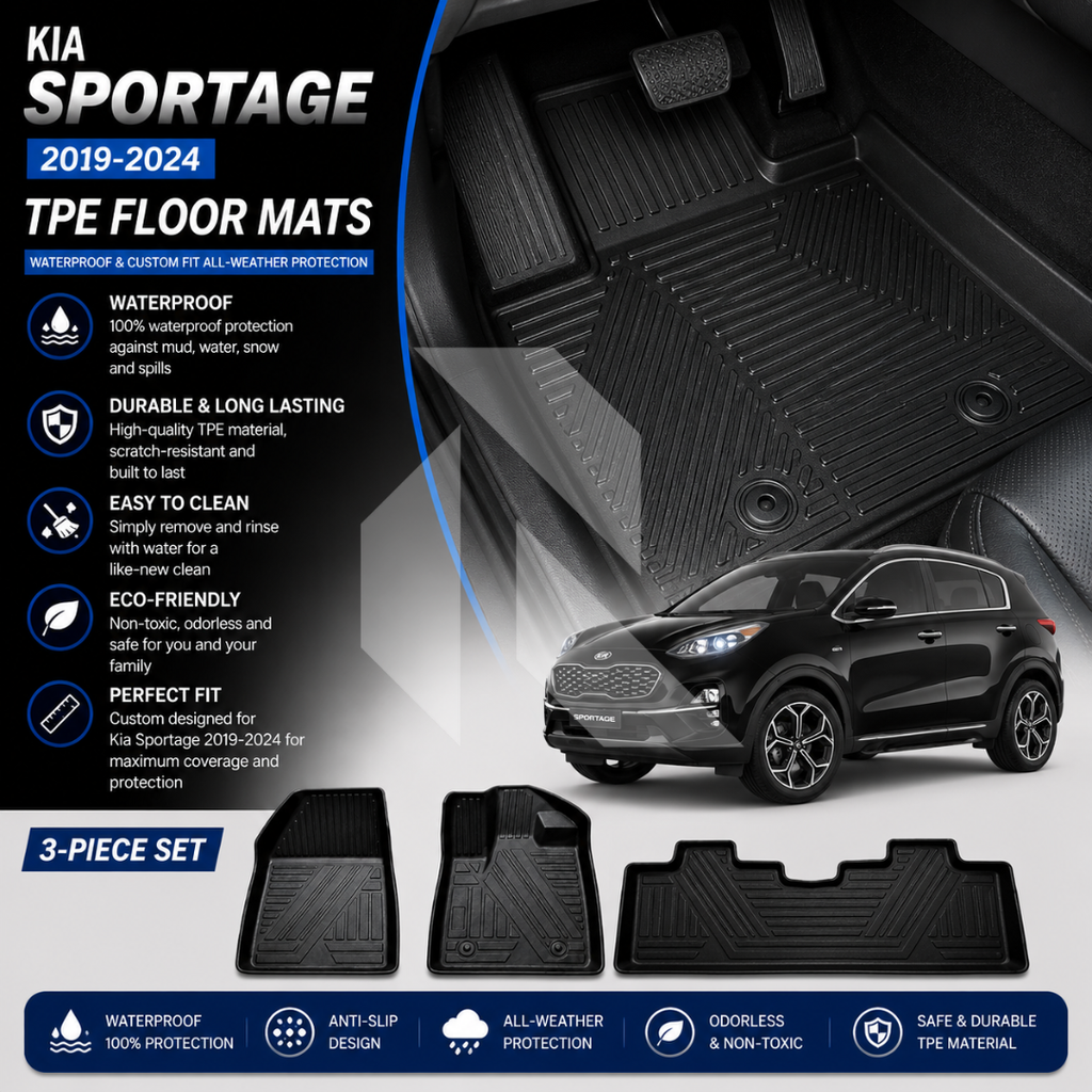 Kia Sportage 2019-2024 TPE Floor Mats – Waterproof & Custom Fit All-Weather Car Mats