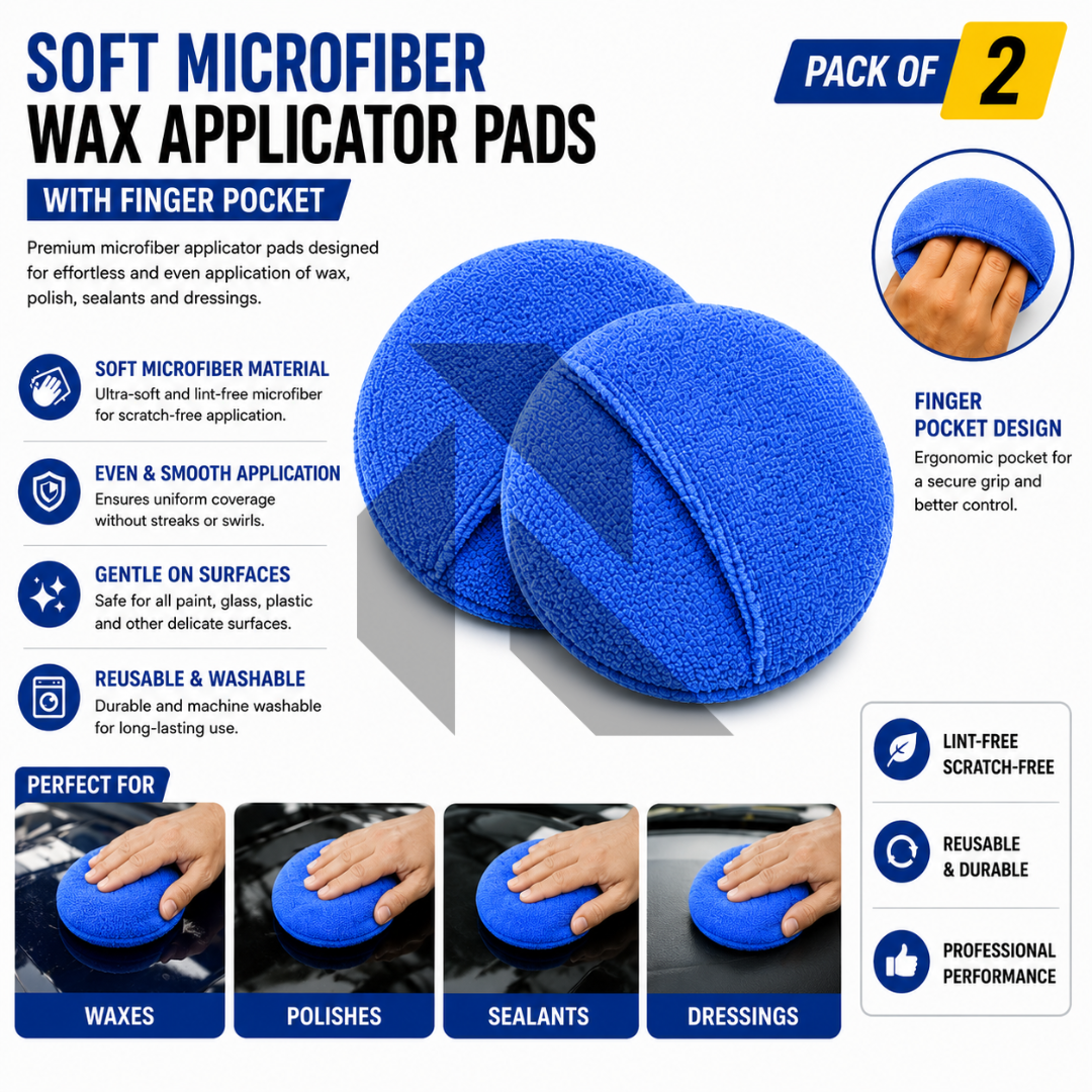 Soft Microfiber Wax Applicator Pad with Finger Pocket – Premium Car Polish & Wax Applicator Secondary image