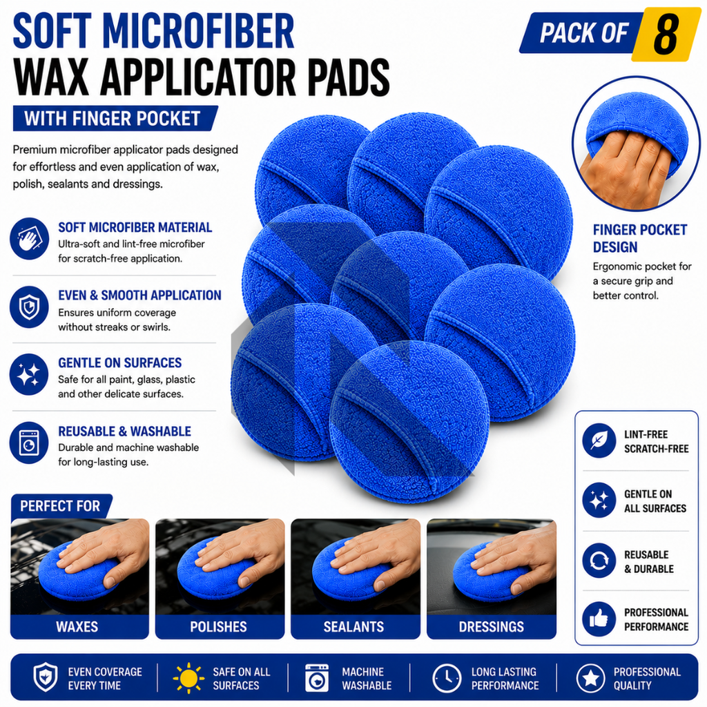 Soft Microfiber Wax Applicator Pad with Finger Pocket – Premium Car Polish & Wax Applicator