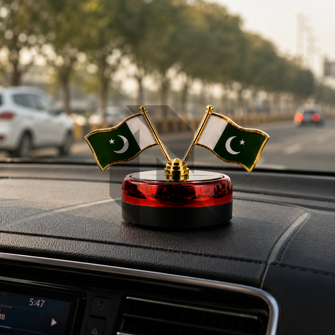 Universal Car Solar Pakistan Flag Rotating Perfume – Solar Powered Dashboard Air Freshener
