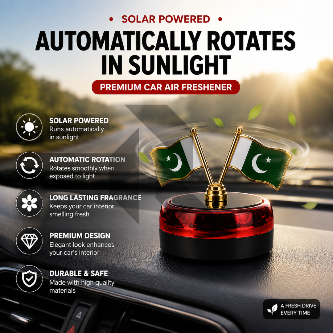 Universal Car Solar Pakistan Flag Rotating Perfume – Solar Powered Dashboard Air Freshener