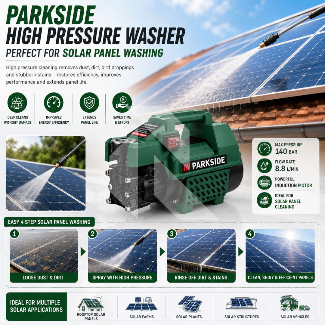 Parkside High Pressure Washer 140 Bar 2400W Induction Motor | 8.8L/min Flow Rate | 8 Meter Hose Pipe | Free Scratch Removal Wax 120ML