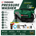 Parkside High Pressure Washer 140 Bar 2400W Induction Motor | 8.8L/min Flow Rate | 8 Meter Hose Pipe | Free Scratch Removal Wax 120ML
