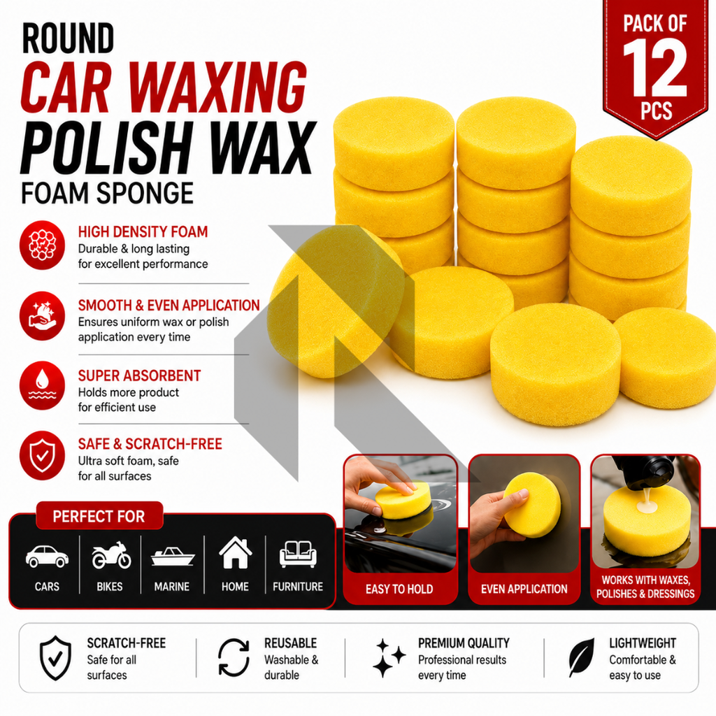 Round Car Waxing Polish Wax Foam Sponge – High Density Scratch-Free Applicator Pad
