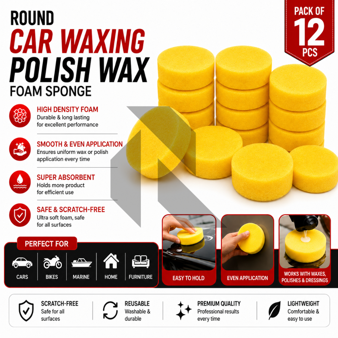 Round Car Waxing Polish Wax Foam Sponge – High Density Scratch-Free Applicator Pad