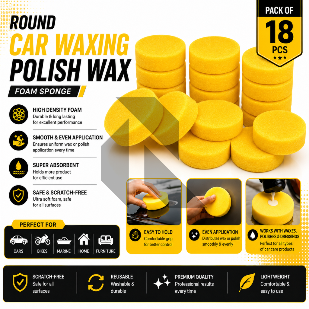 Round Car Waxing Polish Wax Foam Sponge – High Density Scratch-Free Applicator Pad
